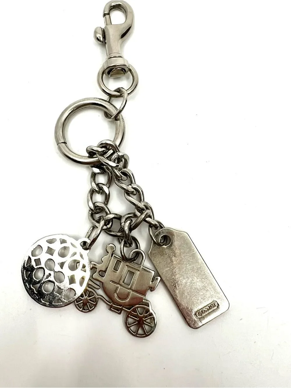 Coach Horse And Carriage Silver Tone Bag Charm Key Chain