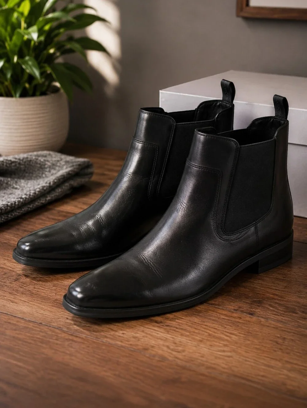Calvin Klein Declan Men’s Black Leather Chelsea Boots Size 12 Dress Ankle