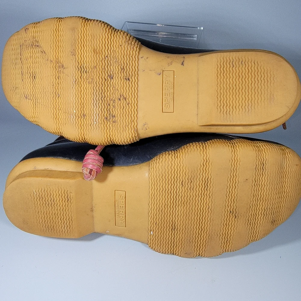 Sperry Saltwater Duck Boots Blue Brown Size 5.5 Leather Uppers Side Zip