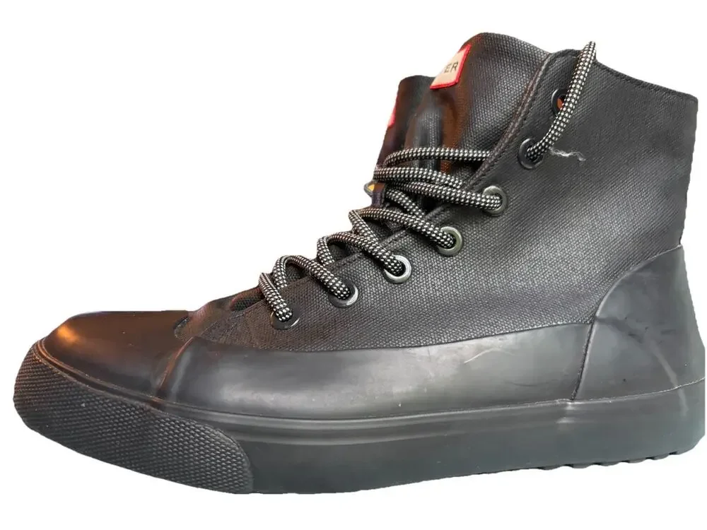 NEW Hunter Dipped Canvas Hi Top Sneakers Black Wm10 Men8 Grunge Festival Rave