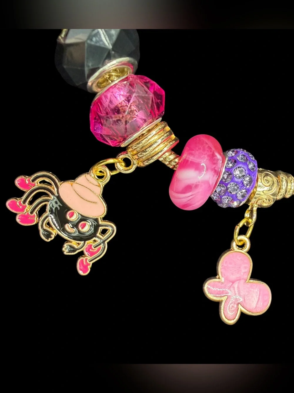 Handmade Halloween Charm Bracelet “Ghoul Friend”Line in Pink Purple