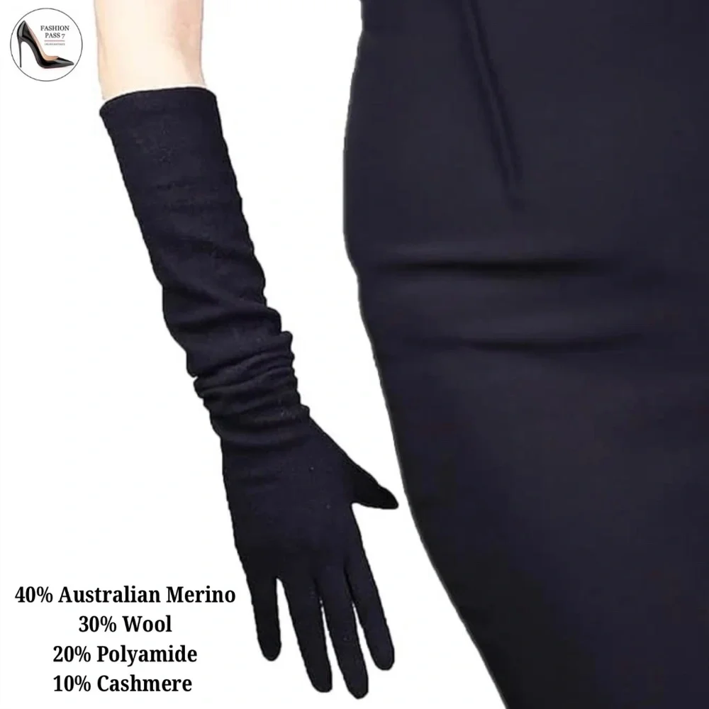 Cashmere & Wool Blend Gloves 20 inch