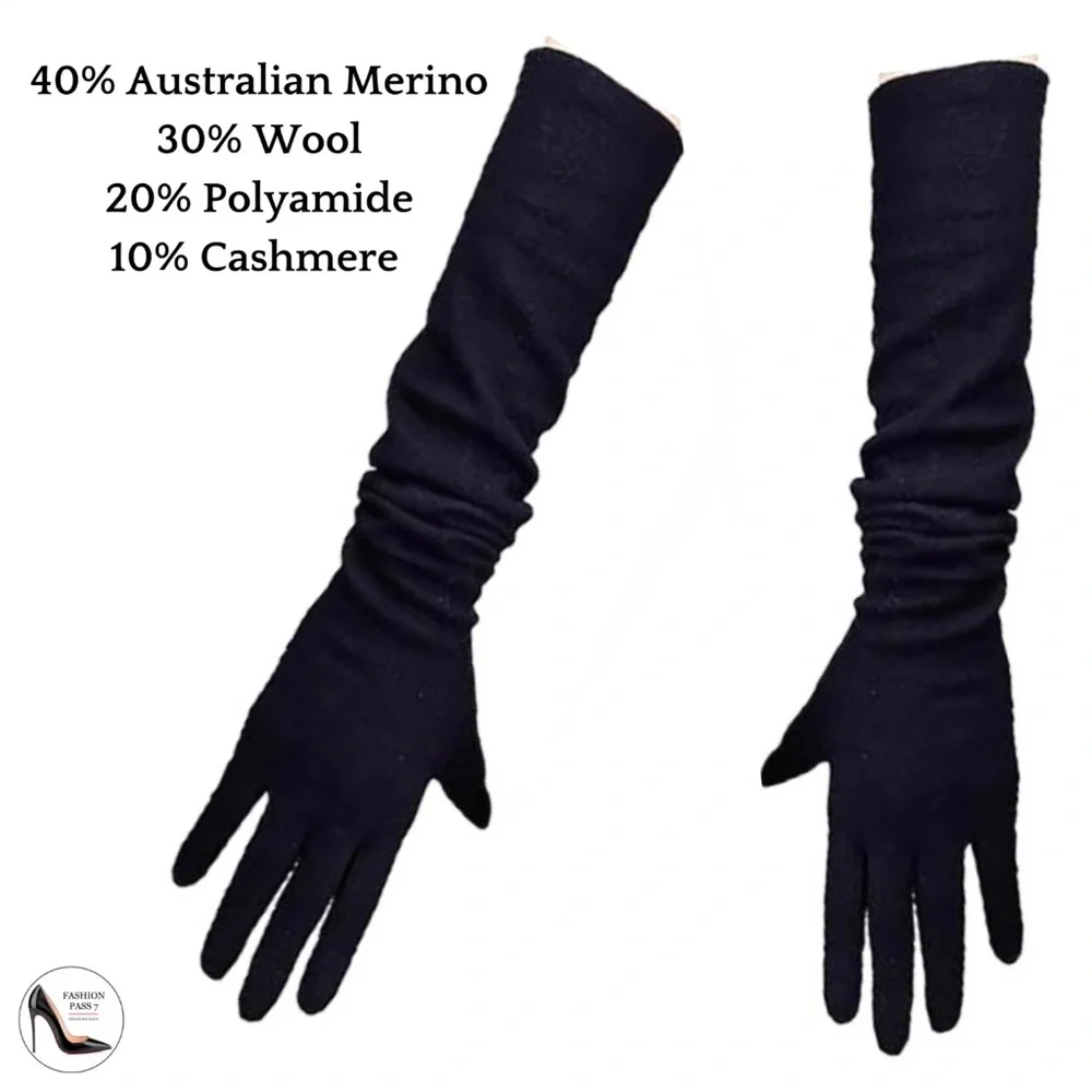 Cashmere & Wool Blend Gloves 20 inch