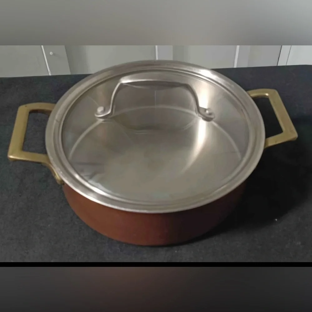Vintage Paul Revere Copper Pot w Brass Handles