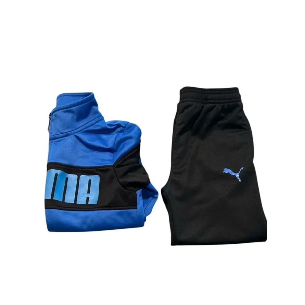 Puma Boys 2-Piece Track Set Blue & Black Zip Jacket Joggers Size 5