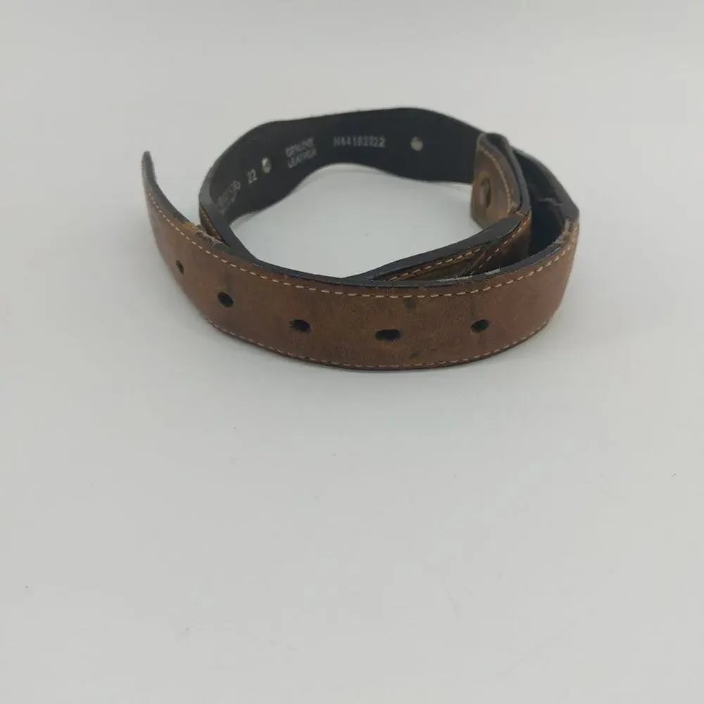 Nocona Belt Child's Camo Scalloped Replacement Belt Brown Leather Fabric Size 22