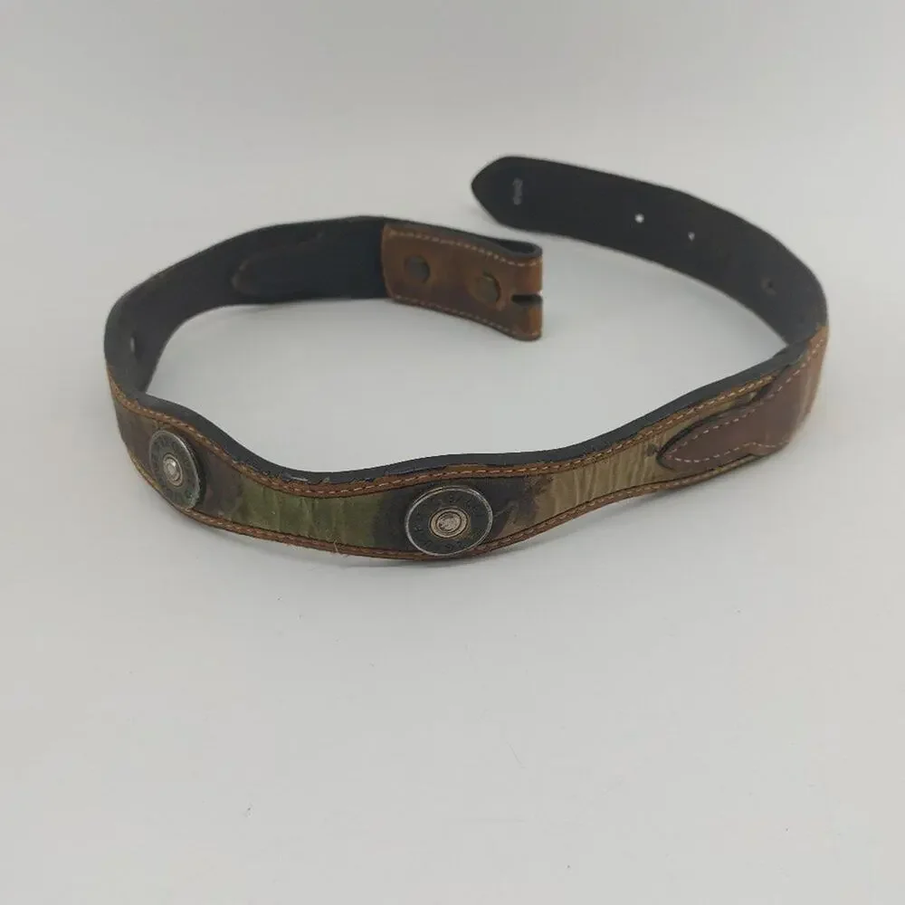 Nocona Belt Child's Camo Scalloped Replacement Belt Brown Leather Fabric Size 22