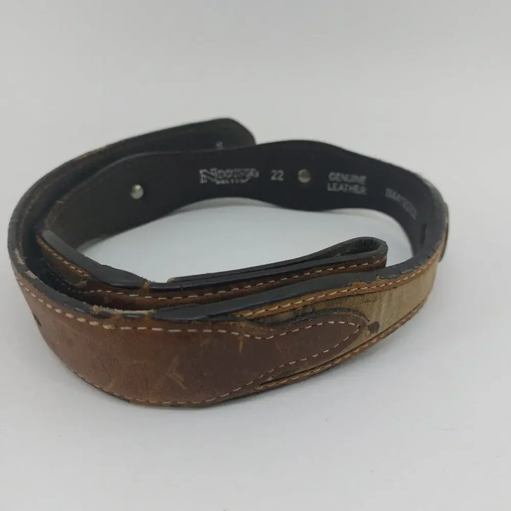 Nocona Belt Child's Camo Scalloped Replacement Belt Brown Leather Fabric Size 22