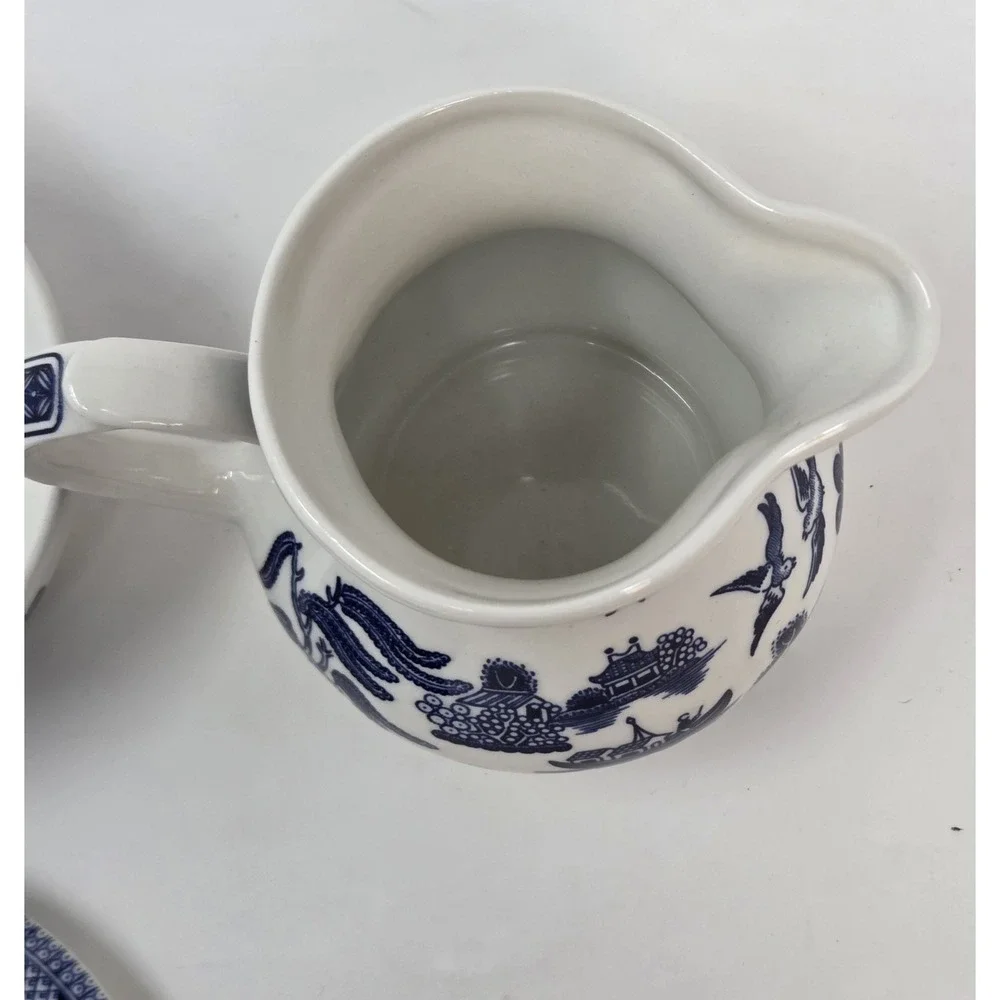 Churchill Blue Willow England Creamer Sugar Bowl Set New in Original Box