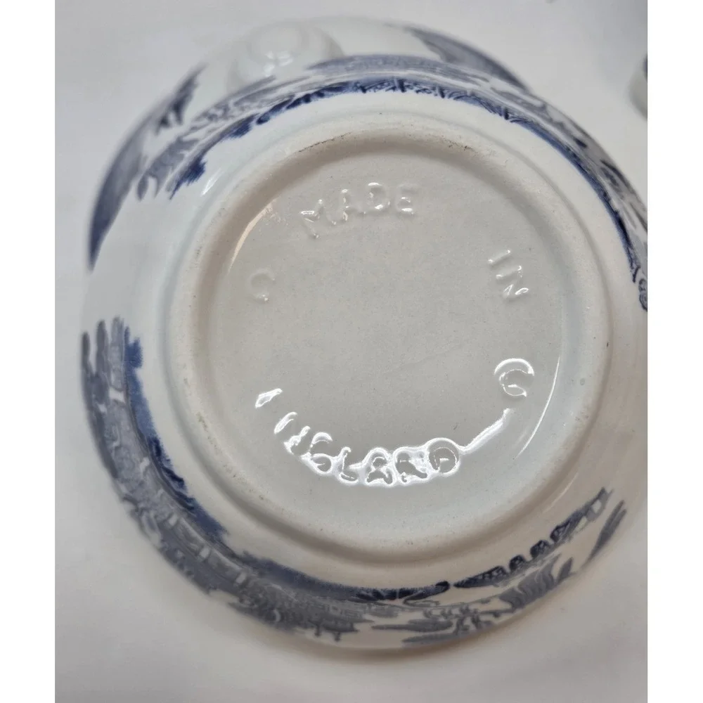 Churchill Blue Willow England Creamer Sugar Bowl Set New in Original Box