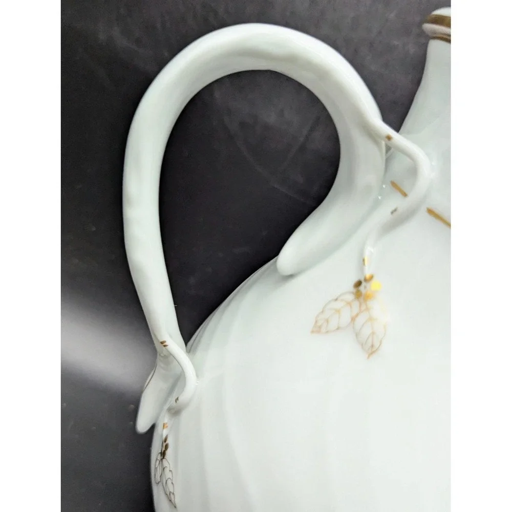 Vintage Herend Porcelain Golden Edge Coffee Tea Pot W Lid Rose Hungarian