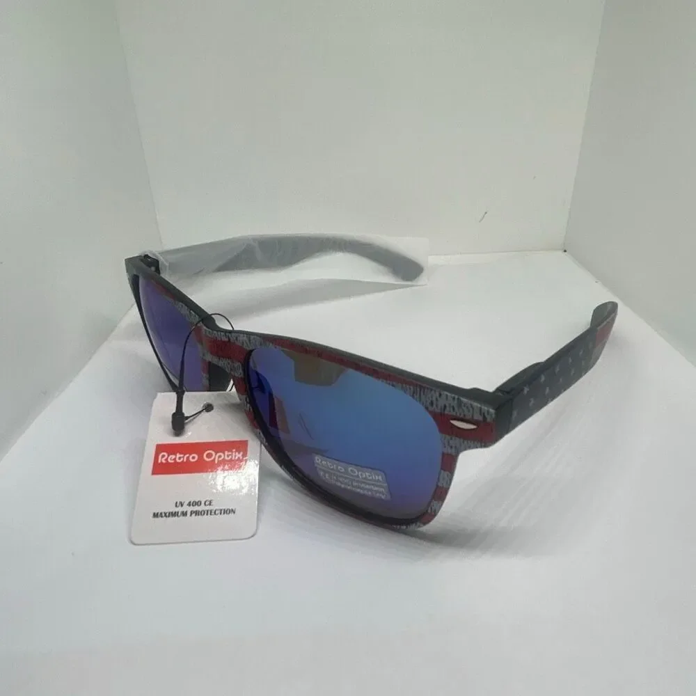 Retro Optix American Flag Sunglasses Mirrored Lens UV400 Protection