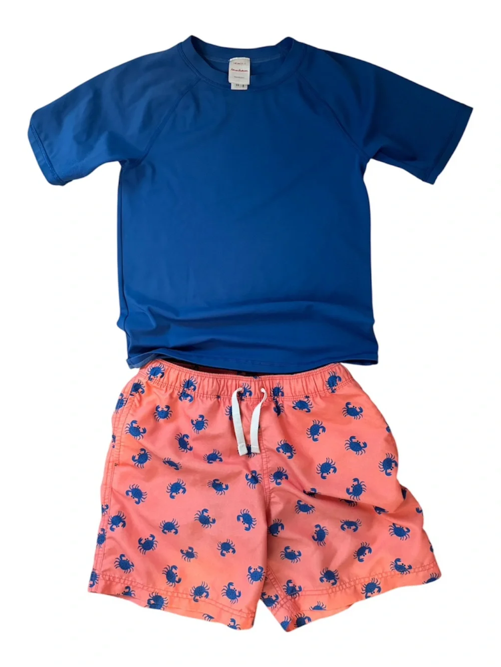 Hanna Andersson Boys Swim Set Shorts and rash guard crab size 10