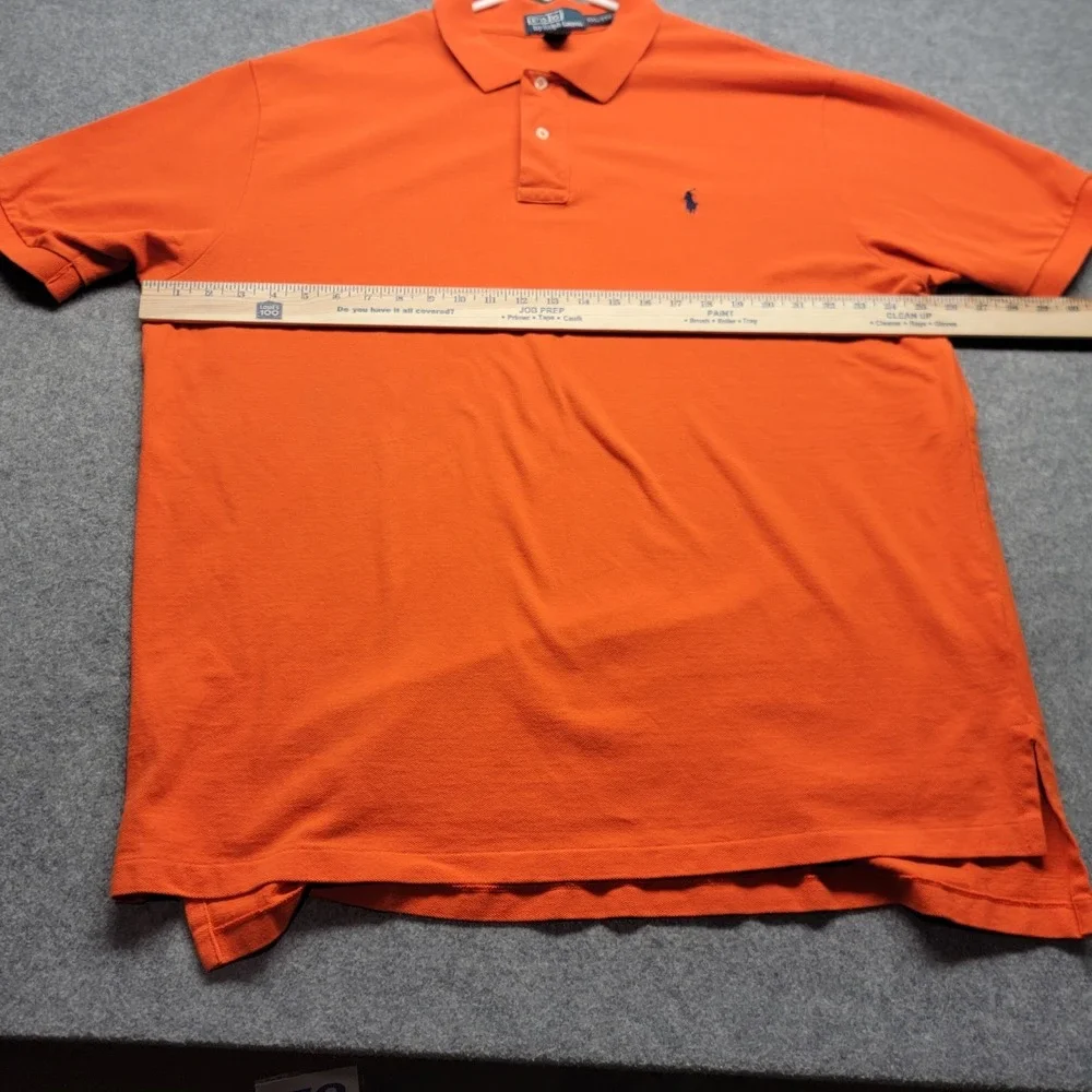 Ralph Lauren Y2K Vintage Orange Blue Pony Cotton Golf Polo Shirt Men's XXL/TTG