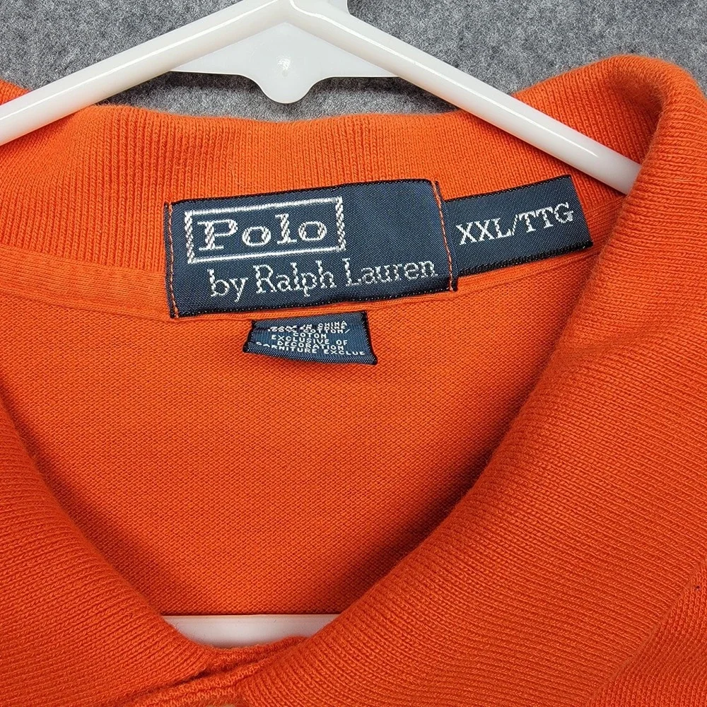 Ralph Lauren Y2K Vintage Orange Blue Pony Cotton Golf Polo Shirt Men's XXL/TTG