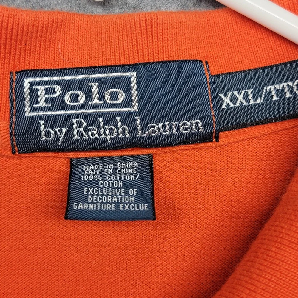 Ralph Lauren Y2K Vintage Orange Blue Pony Cotton Golf Polo Shirt Men's XXL/TTG