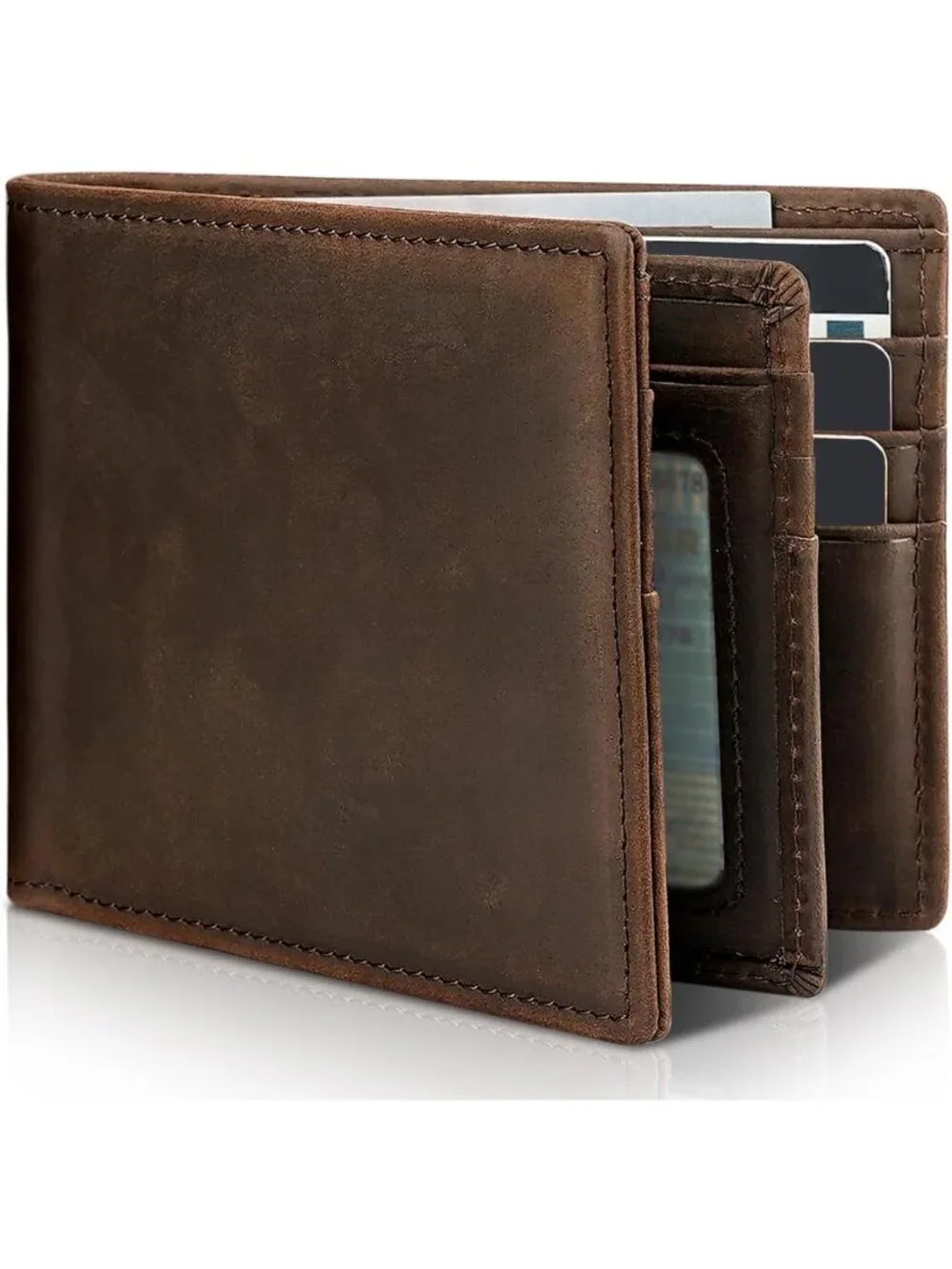 Genuine Leather Bifold Wallet for Men | RFID Blocking, 1 ID Window, 13 Card