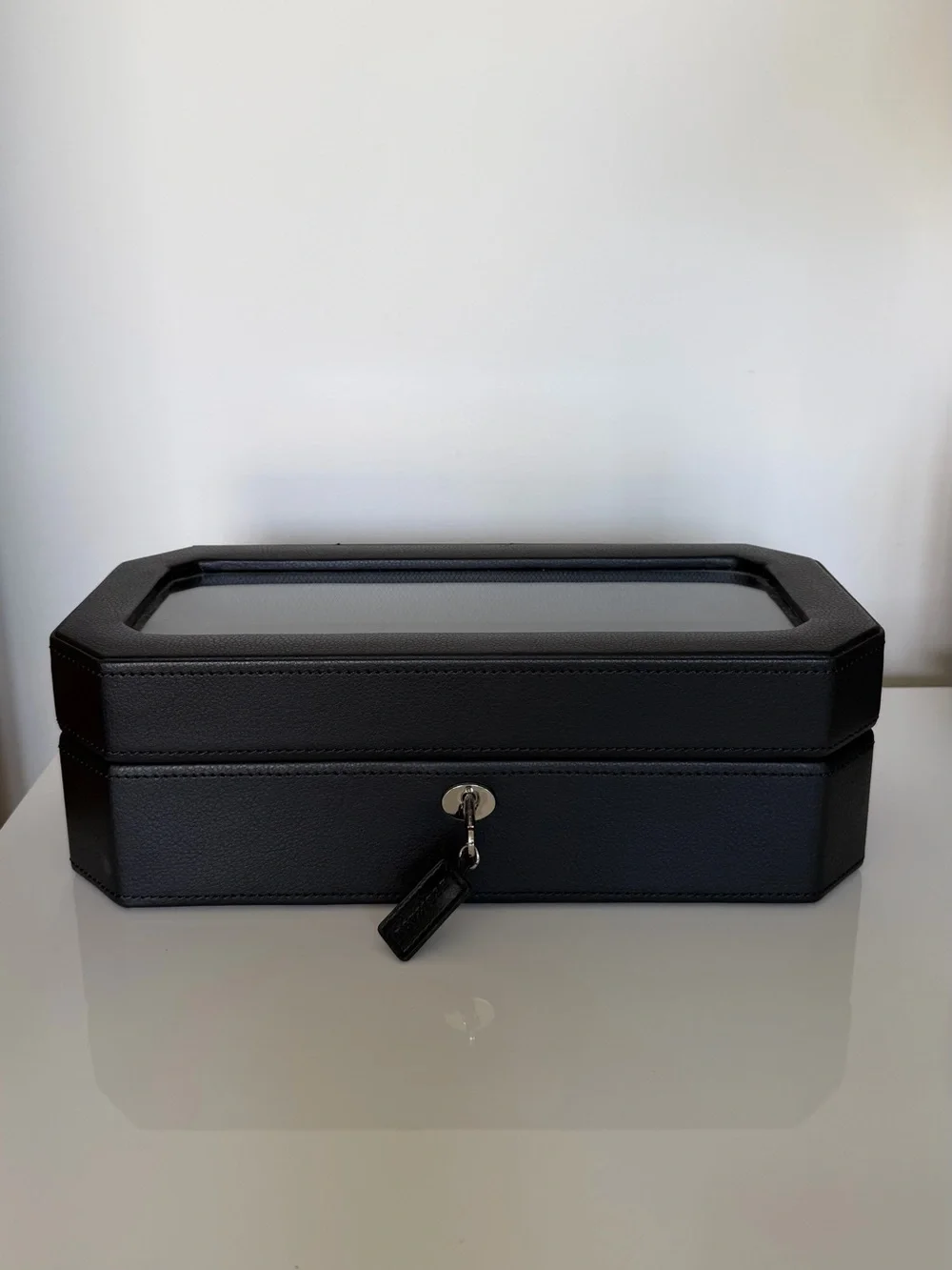 Heritage Wolf Black Windsor Vegan Leather 5 Piece Watch Display Box