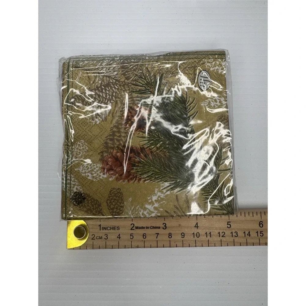 Lot of 3 Pinecone Christmas Paper Napkins Cocktail Lunch Holiday Table Decor‎