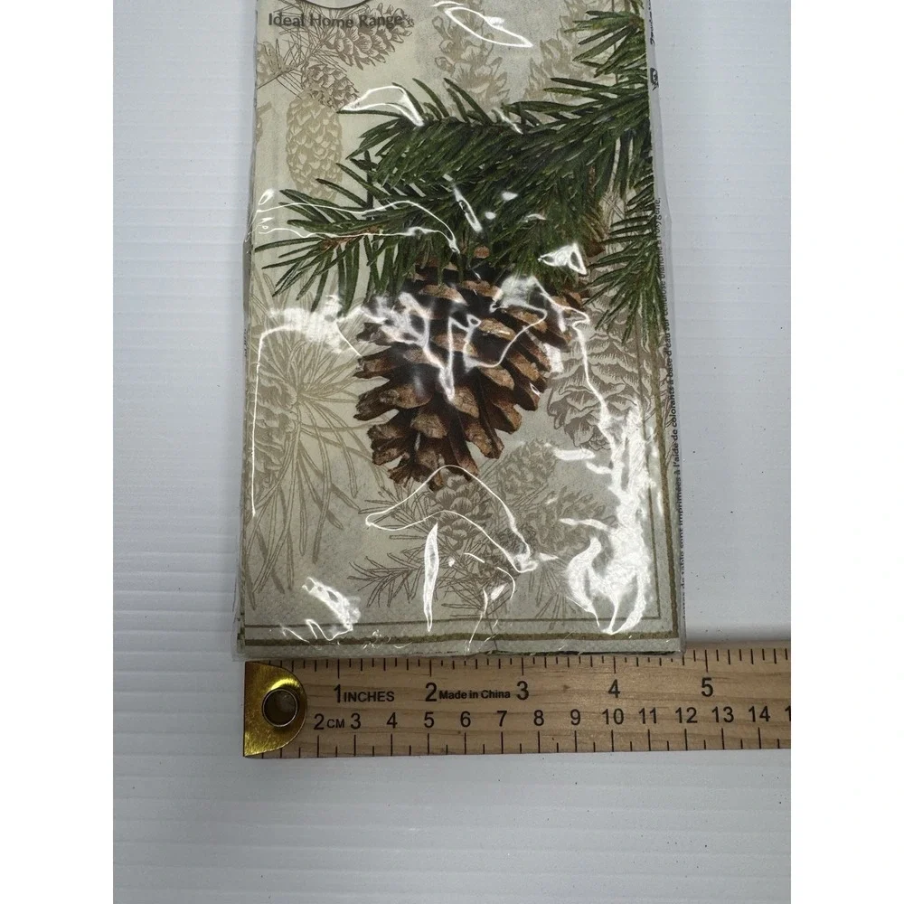Lot of 3 Pinecone Christmas Paper Napkins Cocktail Lunch Holiday Table Decor‎