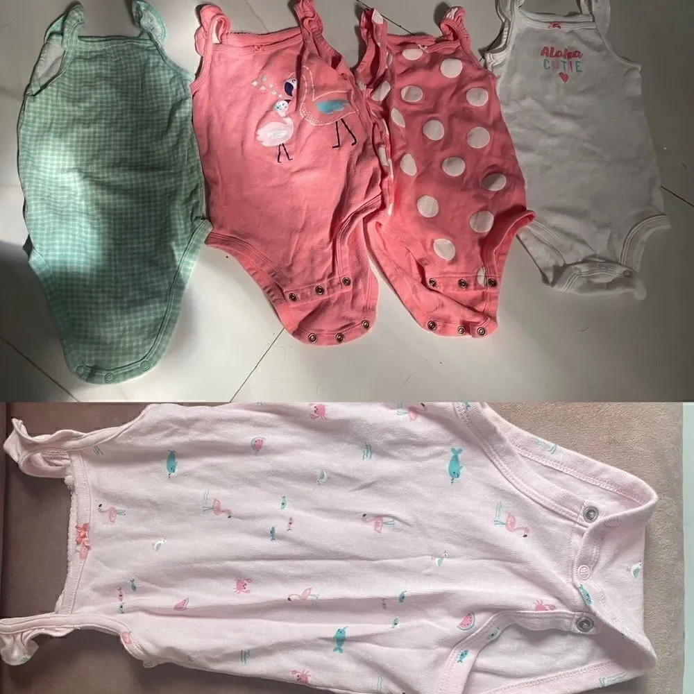[carters] set of 5 ruffle sleeve tank onesies #10