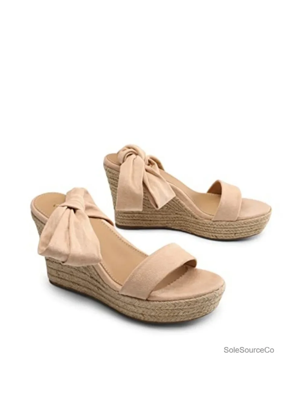 Espadrille Wedge Sandals, Lace Up Ankle Strap Platform Heels, Faux Suede
