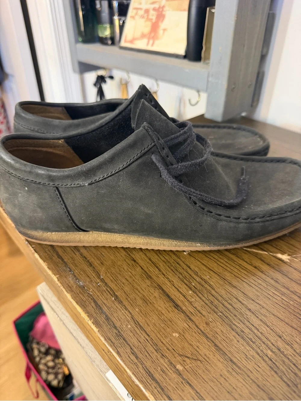 Clarks Men's Gray Suede Slip-On Loafers with Brown Rubber Sole