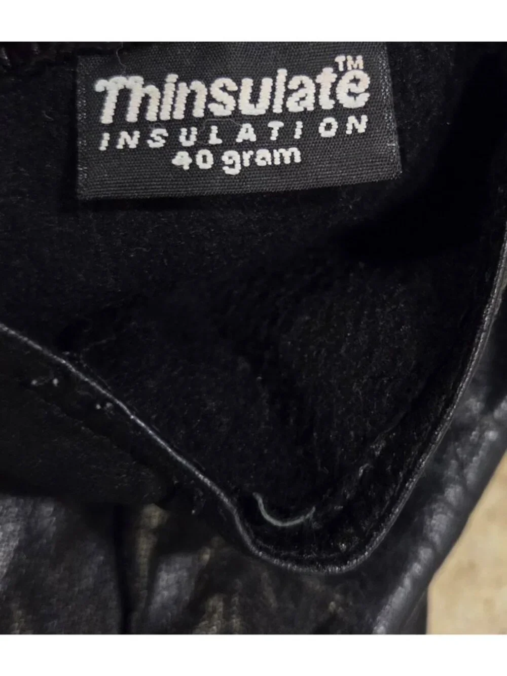 Thinsulate 40g Womens Size M Black Leather Fleece Lined Gloves