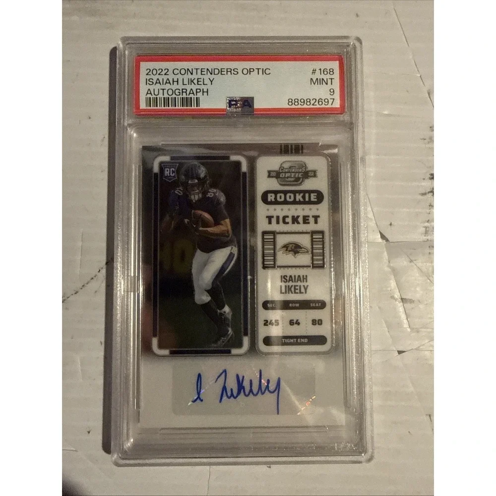 Isaiah Likely 2022 Panini Contenders Auto /Rookie PSA 9 RC SP Ravens Giants Mint