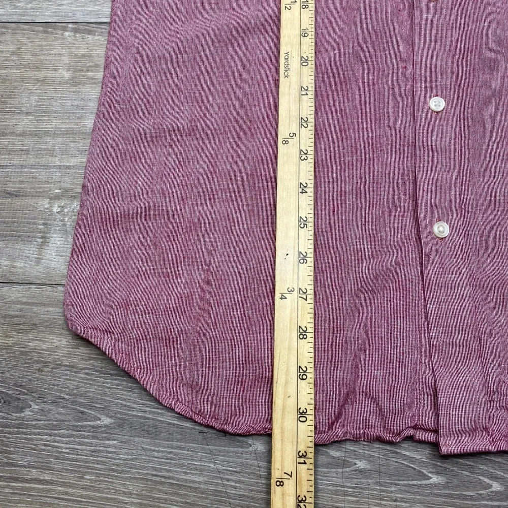 Banana Republic Linen Cotton Shirt Mens L Red Slim Fit Long Sleeve Casual Summer