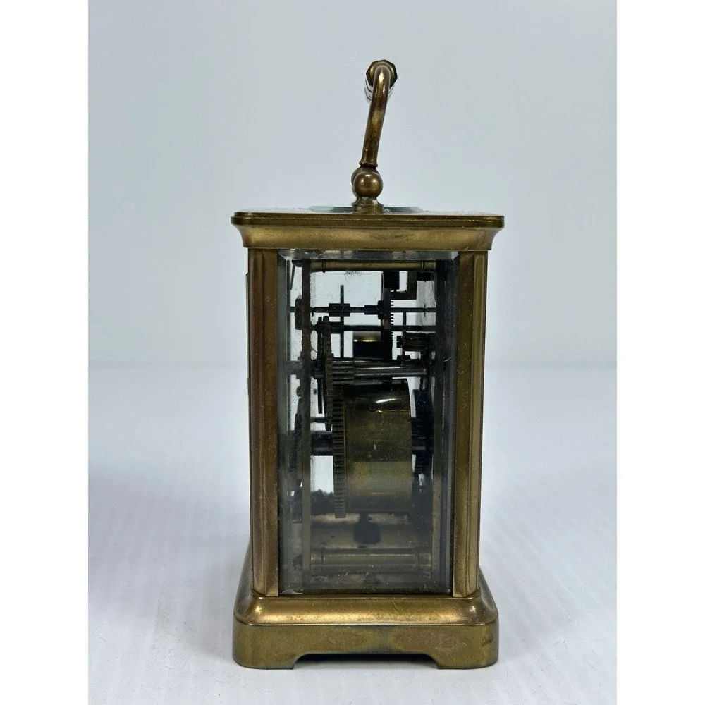 Antique French Carriage Alarm‎ Clock Box Key H&H France Beveled NOT  WORKING