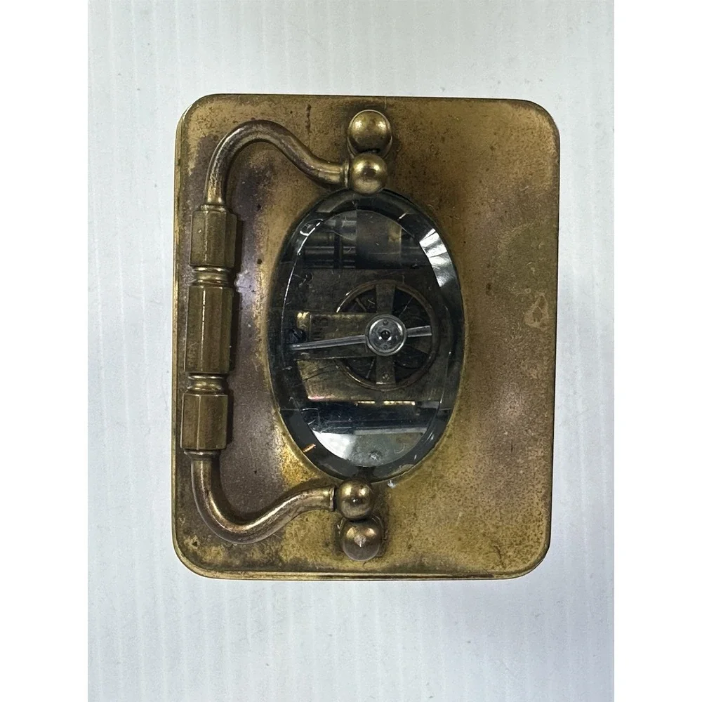 Antique French Carriage Alarm‎ Clock Box Key H&H France Beveled NOT  WORKING