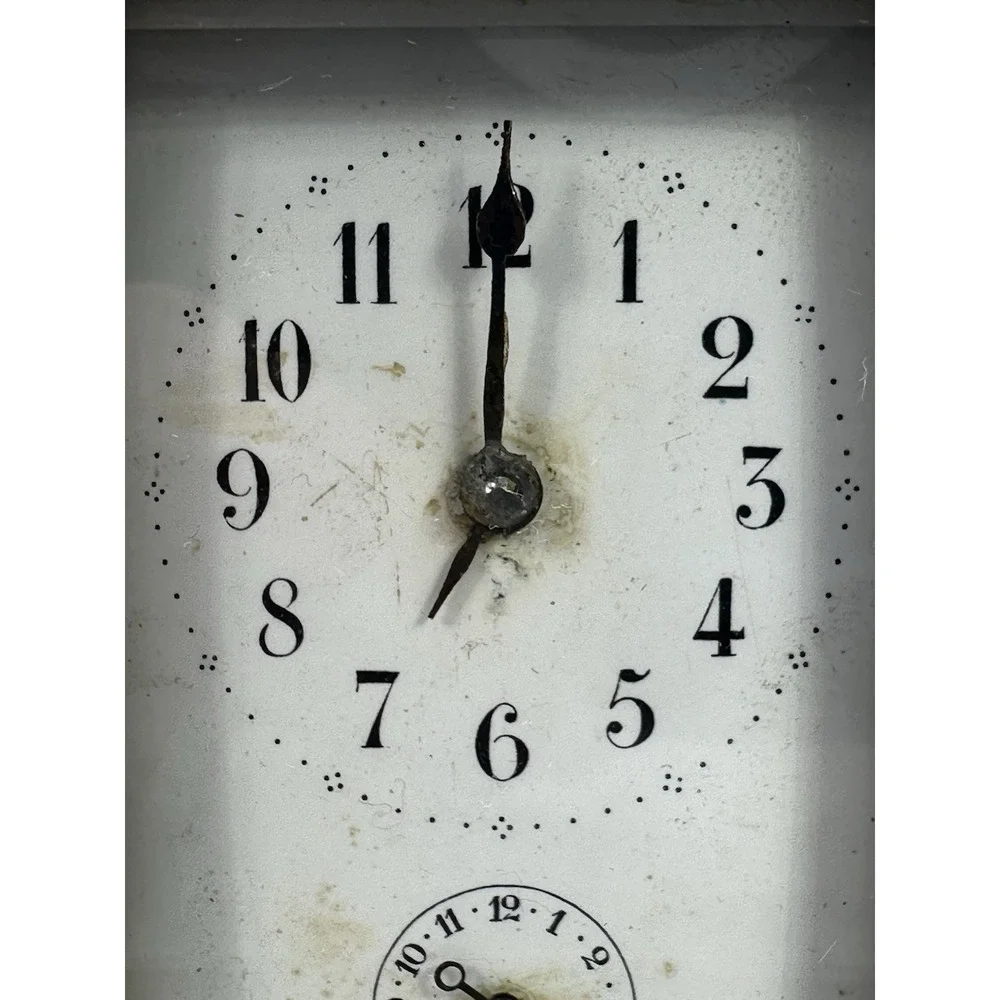Antique French Carriage Alarm‎ Clock Box Key H&H France Beveled NOT  WORKING