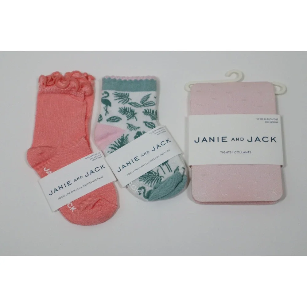 Janie and‎ Jack Baby Girls Socks and Tights Set - 3pc- Size 12-24M