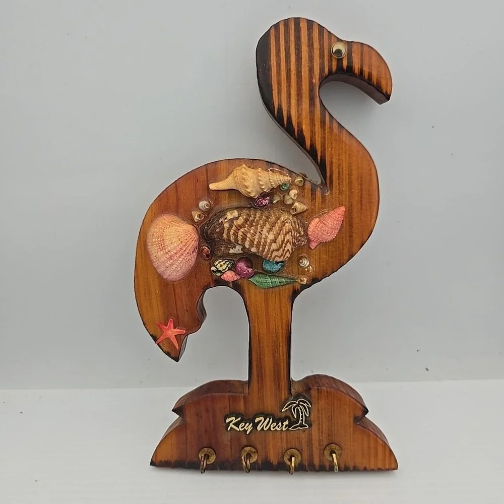 Wood Flamingo‎ Tree Key Holder Key West Travel Souvenir 10