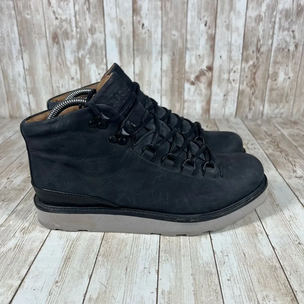 Black‎ Modern Leather High Top Sneaker Boots Platform Chunky Sole Size 39