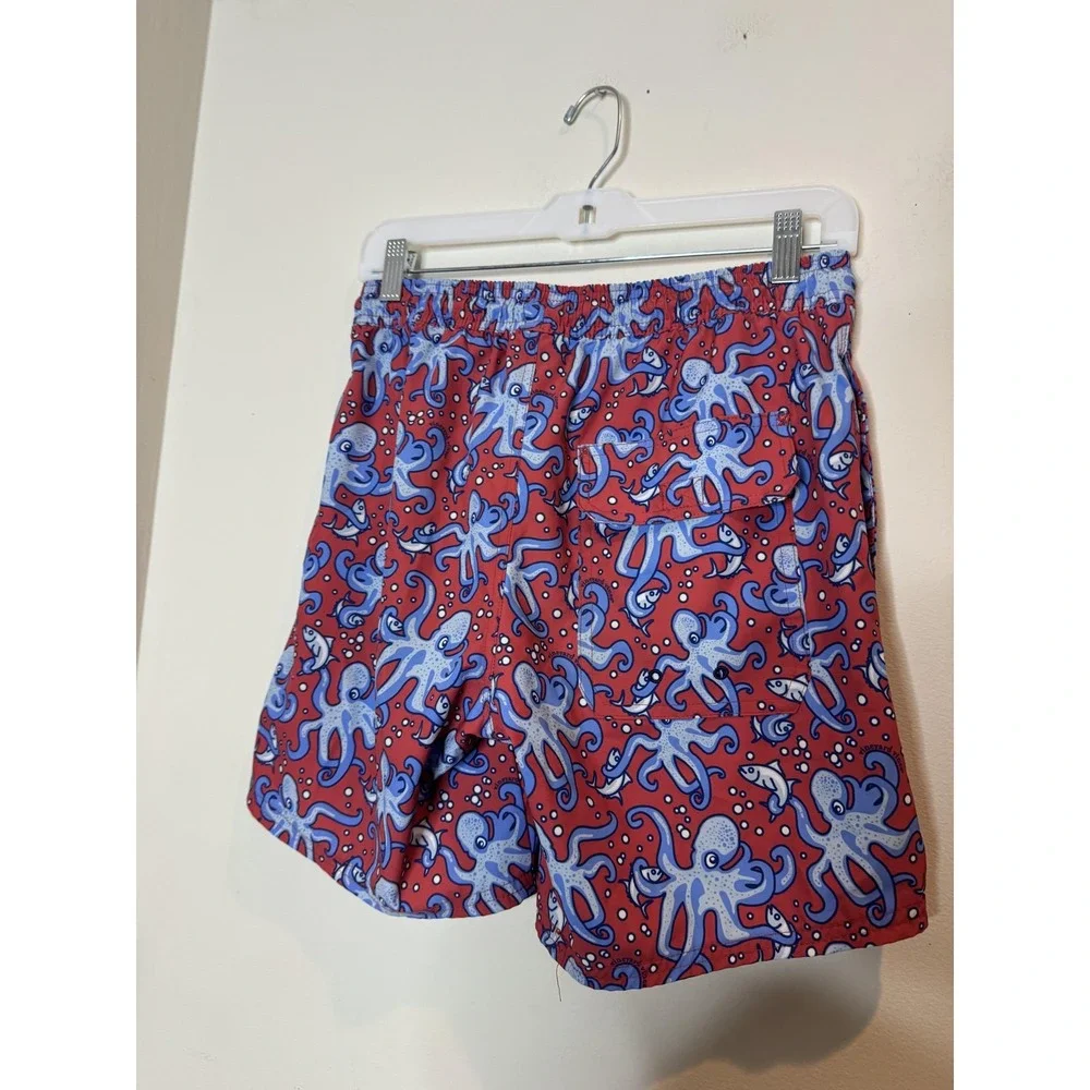 Vineyard Vines Swim‎ Trunks Shorts Mens XS Red Octopus Print Lined Drawstring