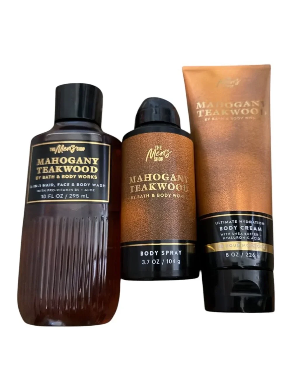 Mahogany Teakwood‎ Bath & Body Works Mens 3-Piece Set: Body Cream Spray & 3-In-1