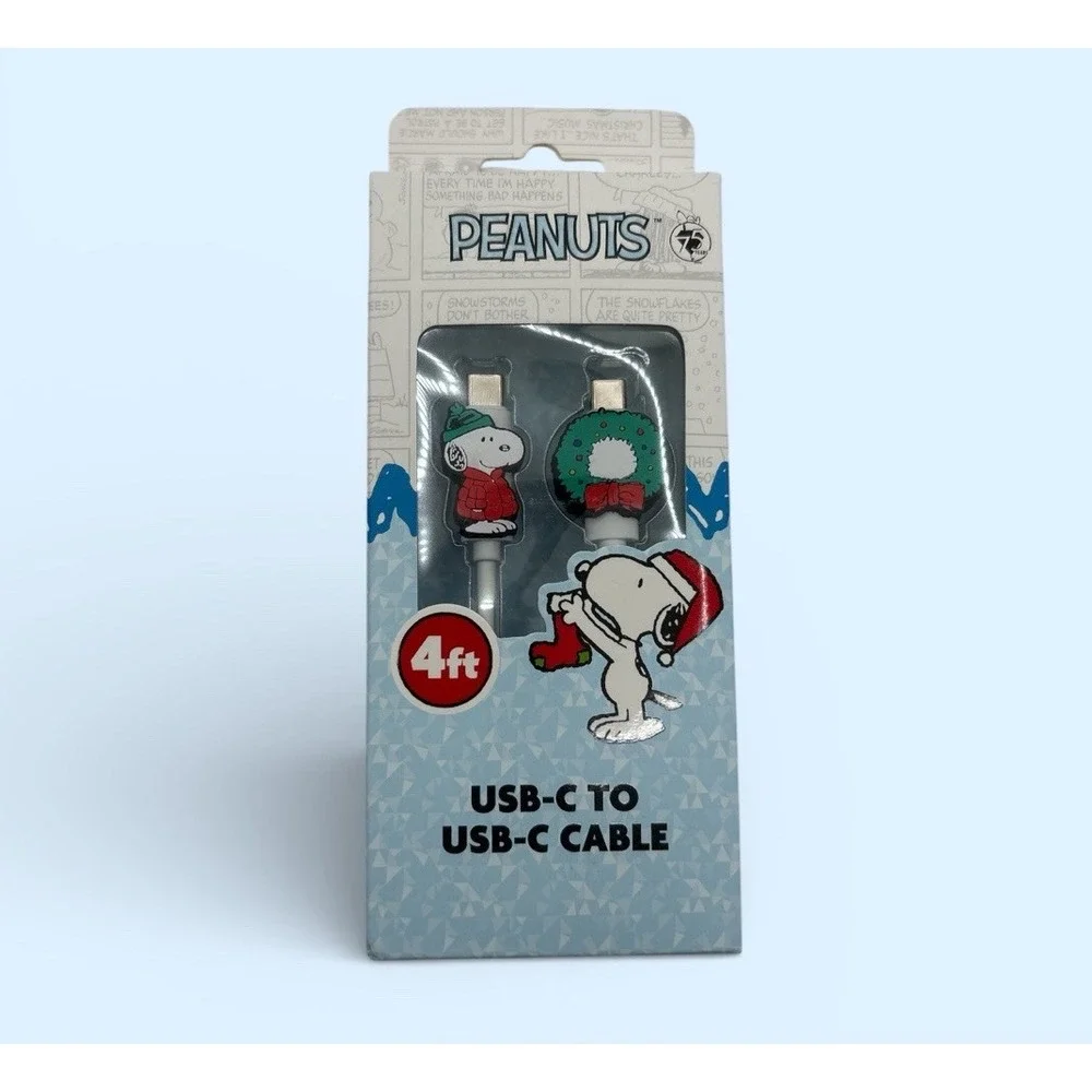 Peanuts Snoopy  4Ft USB-C To USBC Charger‎ Cable Devices Holidays Christmas NIB