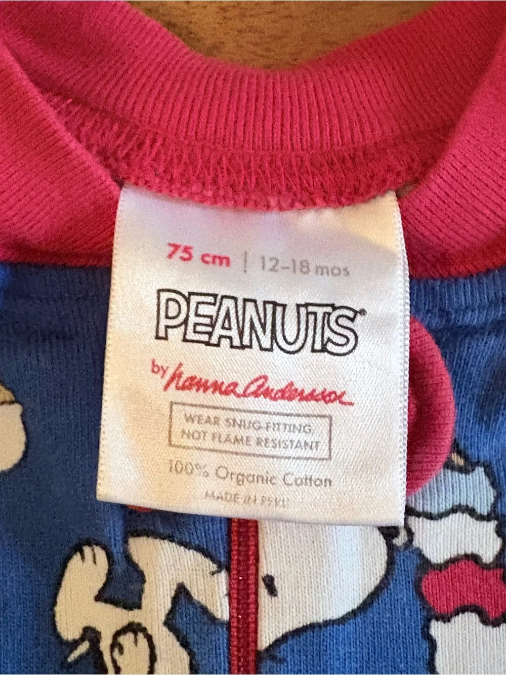 Hanna Andersson Peanuts Snoopy Dog Ice Cream Unisex Zipper 75 cm 12 18 Months