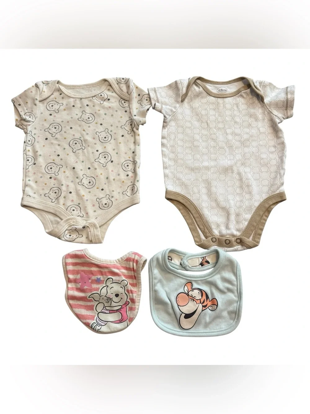 Disney Baby Winnie the Pooh Bundle 3-6M 2 Bodysuits 2 Bibs