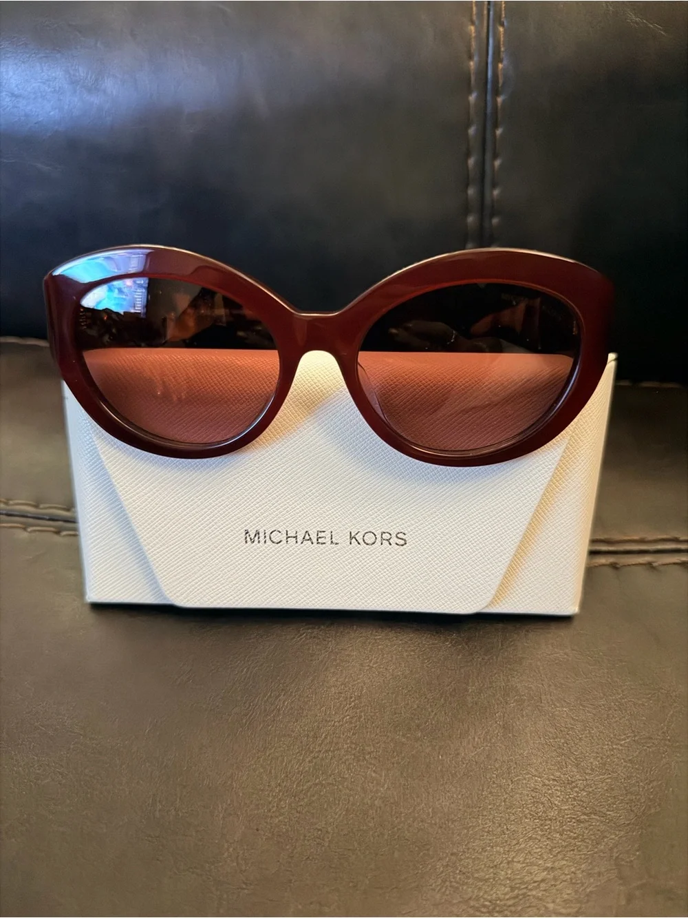 Michael Kors Women's Brussels Maroon Round Cat-Eye Sunglasses