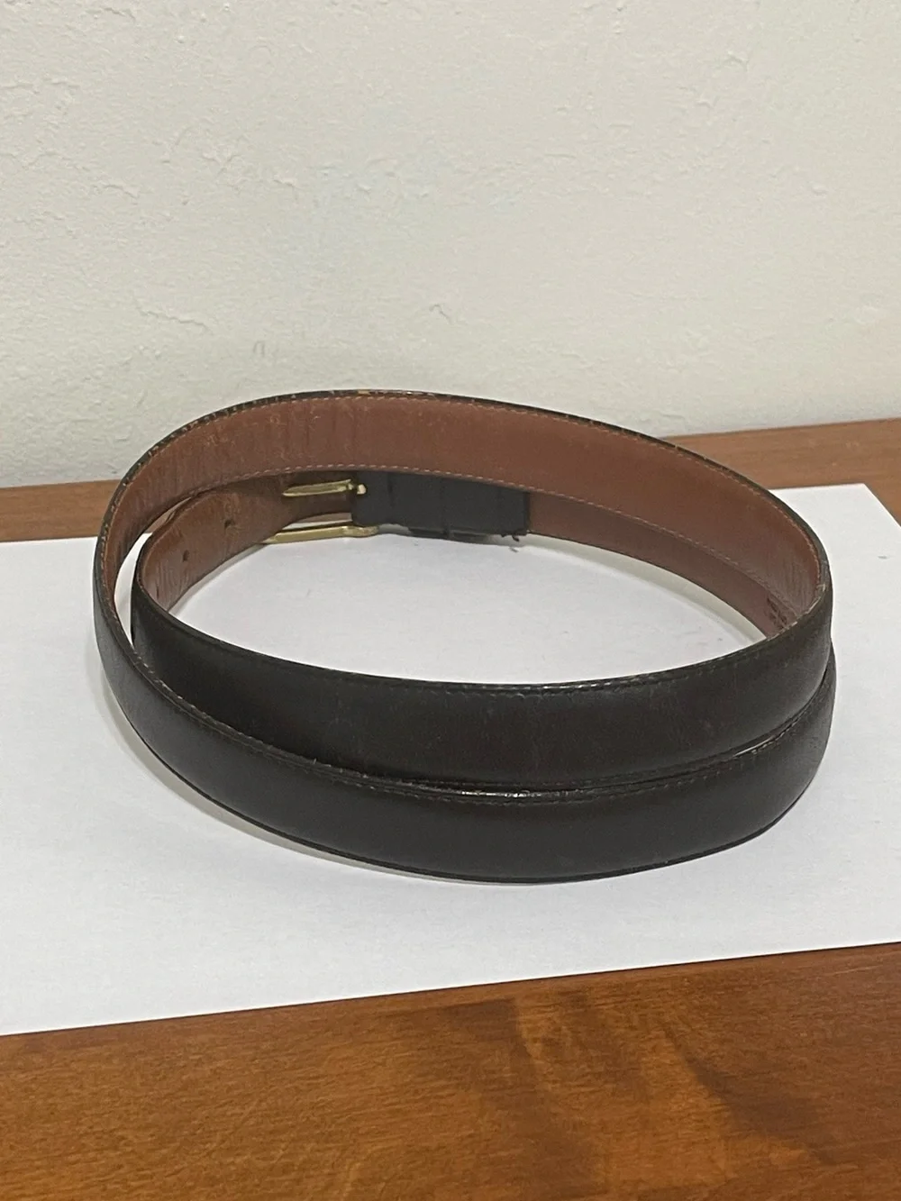 VTG Coach Black Leather Dress Belt Burnished Cowhide Solid Brass Buckle Size 38