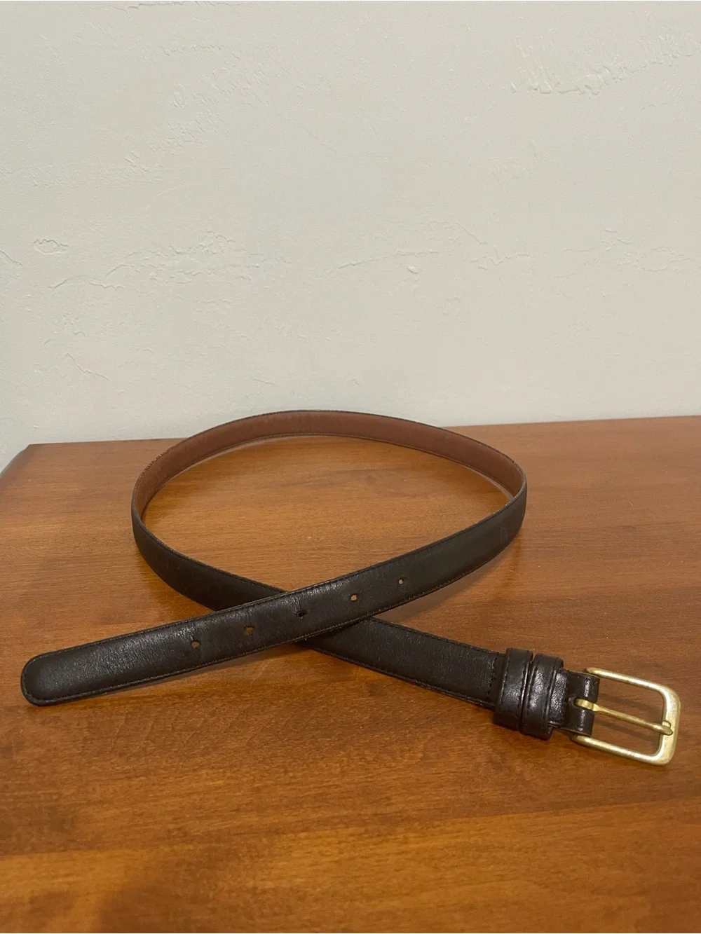 VTG Coach Black Leather Dress Belt Burnished Cowhide Solid Brass Buckle Size 38