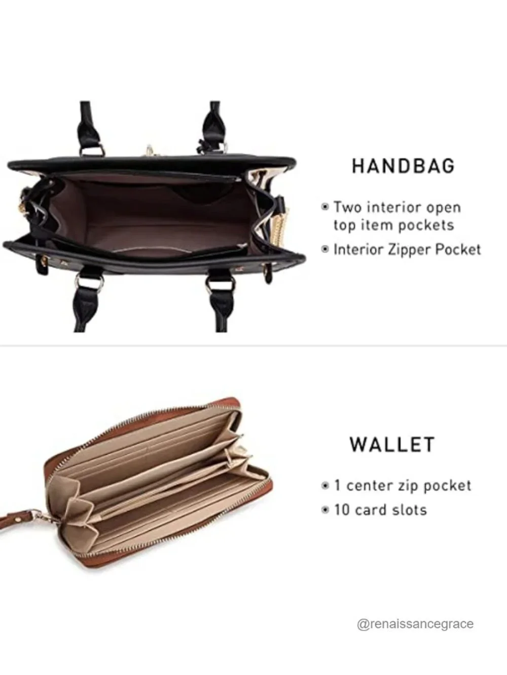 Women's Vegan Leather Satchel Handbag Tote with Matching Wallet