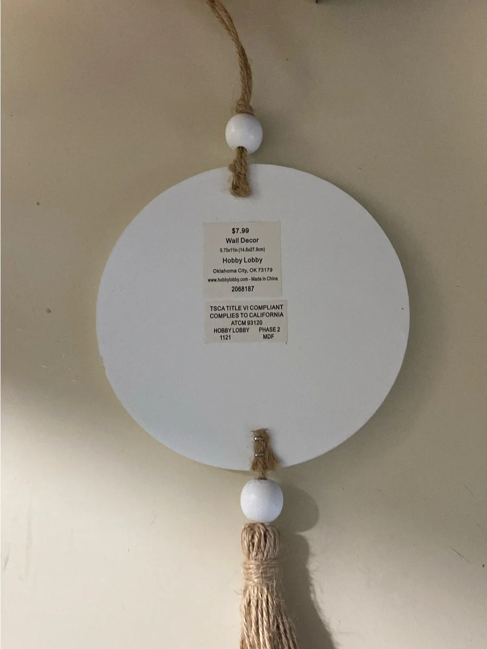 Hobby Lobby tassel look wall
