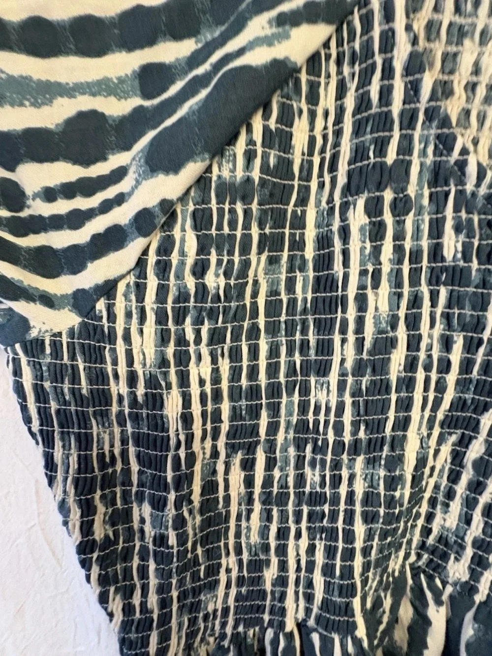 Kate Quinn-PLUS size-Tapestry Water Drops-shibori-Smocked Rosette Sun Dress-XXL