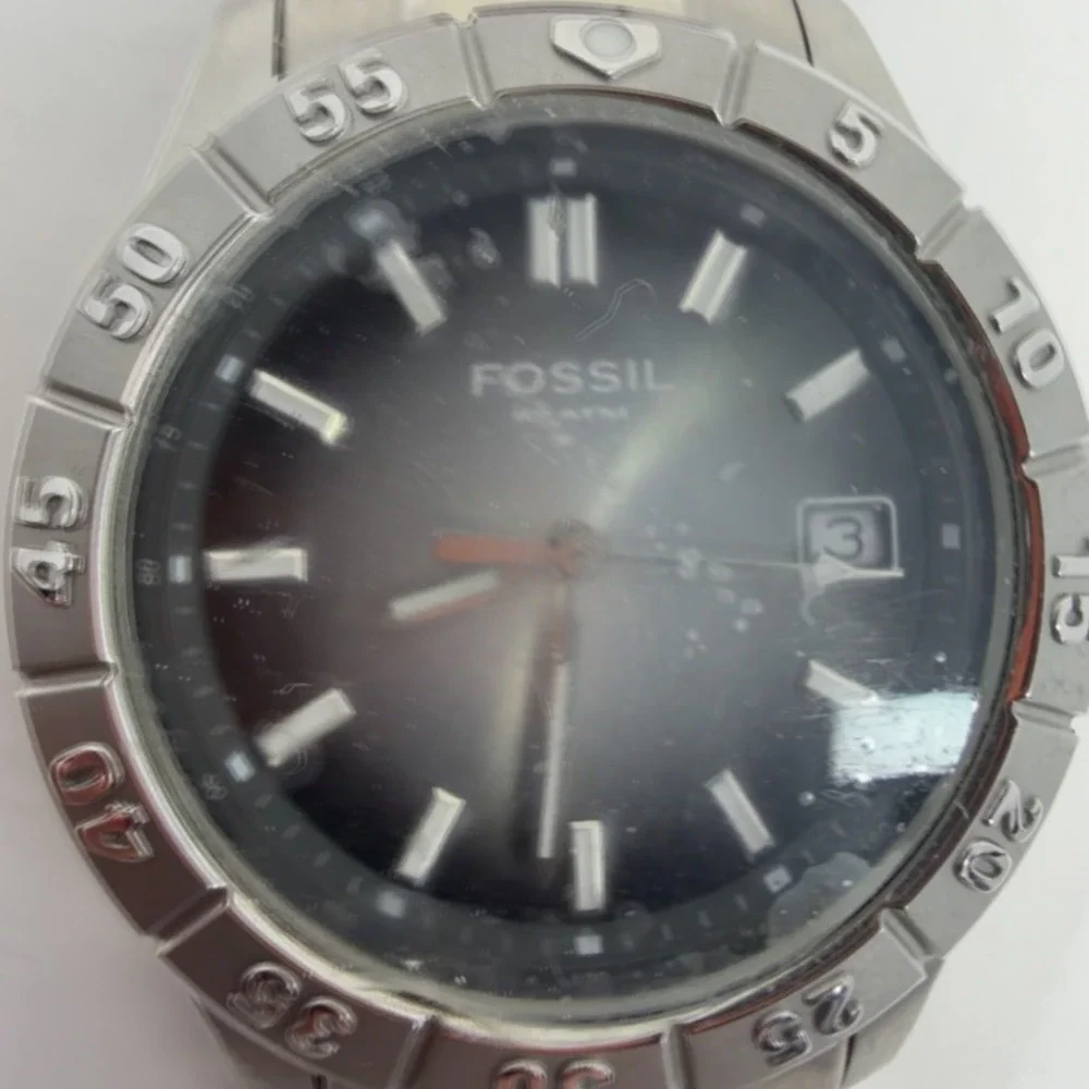 Fossil Blue AM-3726 Stainless Steel Watch Grey Dial 10 ATM Water Resistant