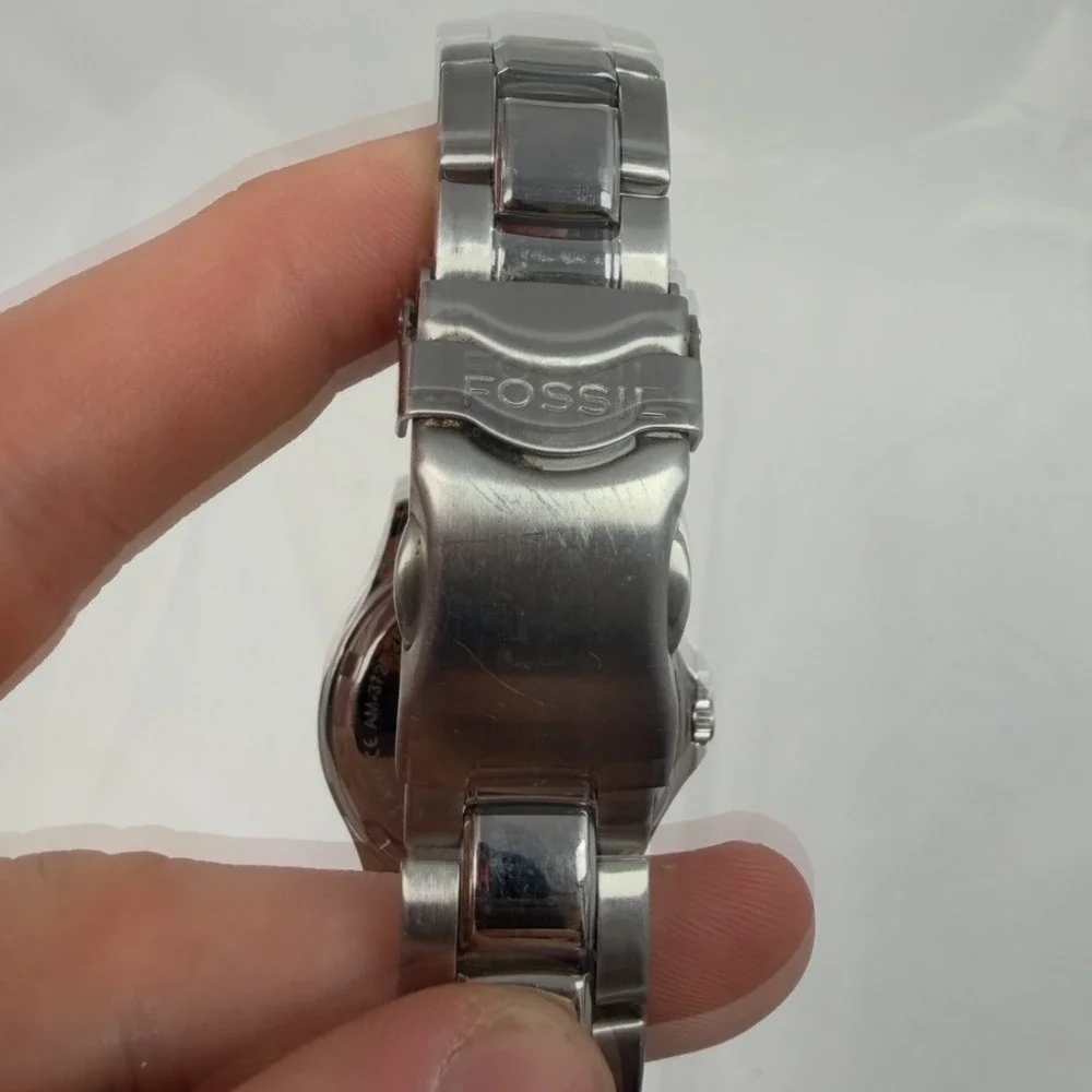 Fossil Blue AM-3726 Stainless Steel Watch Grey Dial 10 ATM Water Resistant