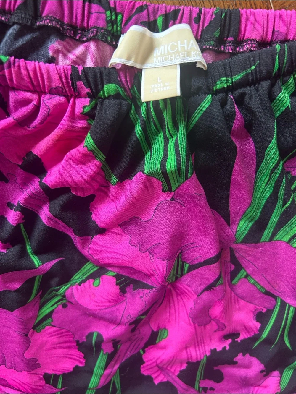 Michael Kors Black & Fuchsia Floral Off-Shoulder Top